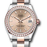 Rolex Steel and Everose Gold Datejust 31 Watch - 46 Diamond Bezel - Rose Index Dial - Oyster Bracelet - 278381RBR roio