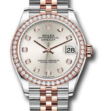 Rolex Steel and Everose Gold Datejust 31 Watch - 46 Diamond Bezel - Silver Diamond Dial - Jubilee Bracelet - 278381RBR sdj