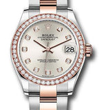 Rolex Steel and Everose Gold Datejust 31 Watch - 46 Diamond Bezel - Silver Diamond Dial - Oyster Bracelet - 278381RBR sdo