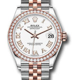 Rolex Steel and Everose Gold Datejust 31 Watch - 46 Diamond Bezel - White Roman Dial - Jubilee Bracelet - 278381RBR wrj