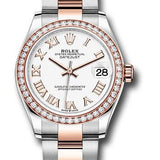 Rolex Steel and Everose Gold Datejust 31 Watch - 46 Diamond Bezel - White Roman Dial - Oyster Bracelet - 278381RBR wro