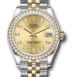 Rolex Steel and Yellow Gold Datejust 31 Watch - Diamond Bezel - Champagne Diamond Dial - Jubilee Bracelet - 278383RBR chdj