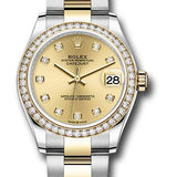 Rolex Steel and Yellow Gold Datejust 31 Watch - Diamond Bezel - Champagne Diamond Dial - Oyster Bracelet - 278383RBR chdo