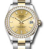 Rolex Steel and Yellow Gold Datejust 31 Watch - Diamond Bezel - Champagne Index Dial - Oyster Bracelet - 278383RBR chio