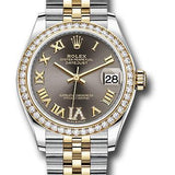 Rolex Steel and Yellow Gold Datejust 31 Watch - Diamond Bezel - Dark Grey Diamond Roman Six Dial - Jubilee Bracelet - 278383RBR dkgdr6j