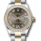 Rolex Steel and Yellow Gold Datejust 31 Watch - Diamond Bezel - Dark Grey Diamond Roman Six Dial - Oyster Bracelet - 278383RBR dkgdr6o