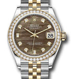 Rolex Steel and Yellow Gold Datejust 31 Watch - Diamond Bezel - Dark Mother-of-Pearl Diamond Dial - Jubilee Bracelet - 278383RBR dkmdj