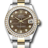 Rolex Steel and Yellow Gold Datejust 31 Watch - Diamond Bezel - Dark Mother-of-Pearl Diamond Dial - Oyster Bracelet - 278383RBR dkmdo