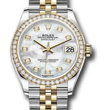 Rolex Steel and Yellow Gold Datejust 31 Watch - Diamond Bezel - Mother-of-Pearl Diamond Dial - Jubilee Bracelet - 278383RBR mdj