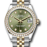 Rolex Steel and Yellow Gold Datejust 31 Watch - Diamond Bezel - Olive Green Diamond Dial - Jubilee Bracelet - 278383RBR ogdj