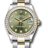 Rolex Steel and Yellow Gold Datejust 31 Watch - Diamond Bezel - Olive Green Diamond Dial - Oyster Bracelet - 278383RBR ogdo