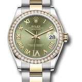 Rolex Steel and Yellow Gold Datejust 31 Watch - Diamond Bezel - Olive Green Diamond Roman Six Dial - Oyster Bracelet - 278383RBR ogdr6o