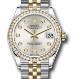 Rolex Steel and Yellow Gold Datejust 31 Watch - Diamond Bezel - Silver Diamond Dial - Jubilee Bracelet - 278383RBR sdj