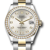 Rolex Steel and Yellow Gold Datejust 31 Watch - Diamond Bezel - Silver Diamond Dial - Oyster Bracelet - 278383RBR sdo