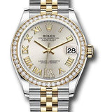 Rolex Steel and Yellow Gold Datejust 31 Watch - Diamond Bezel - Silver Diamond Roman Six Dial - Jubilee Bracelet - 278383RBR sdr6j