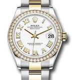 Rolex Steel and Yellow Gold Datejust 31 Watch - Diamond Bezel - White Roman Dial - Oyster Bracelet - 278383RBR wro