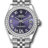 Rolex Steel and White Gold Datejust 31 Watch - Diamond Bezel - Aubergine Roman Diamond 6 Dial - Jubilee Bracelet - 278384RBR aubdr6j