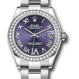 Rolex Steel and White Gold Datejust 31 Watch - Diamond Bezel - Aubergine Roman Diamond 6 Dial - Oyster Bracelet - 278384RBR aubdr6o