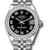 Rolex Steel and White Gold Datejust 31 Watch - Diamond Bezel - Black Roman Dial - Jubilee Bracelet - 278384RBR bkrj