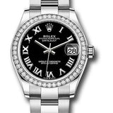 Rolex Steel and White Gold Datejust 31 Watch - Diamond Bezel - Black Roman Dial - Oyster Bracelet - 278384RBR bkro