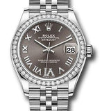 Rolex Steel and White Gold Datejust 31 Watch - Diamond Bezel - Dark Grey Roman Diamond 6 Dial - Jubilee Bracelet - 278384RBR dkgdr6j