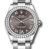 Rolex Steel and White Gold Datejust 31 Watch - Diamond Bezel - Dark Grey Roman Diamond 6 Dial - Oyster Bracelet - 278384RBR dkgdr6o