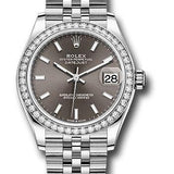 Rolex Steel and White Gold Datejust 31 Watch - Diamond Bezel - Dark Grey Index Dial - Jubilee Bracelet - 278384RBR dkgij