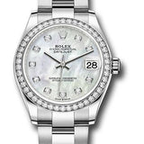 Rolex Steel and White Gold Datejust 31 Watch - Diamond Bezel - White Mother-Of-Pearl Diamond Dial - Oyster Bracelet - 278384RBR mdo