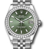 Rolex Steel and White Gold Datejust 31 Watch - Diamond Bezel - Mint Green Index Dial - Jubilee Bracelet - 278384RBR mgij