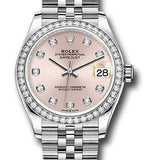 Rolex Steel and White Gold Datejust 31 Watch - Diamond Bezel - Pink Diamond Dial - Jubilee Bracelet - 278384RBR pdj