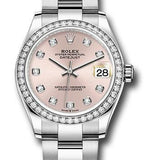 Rolex Steel and White Gold Datejust 31 Watch - Diamond Bezel - Pink Diamond Dial - Oyster Bracelet - 278384RBR pdo