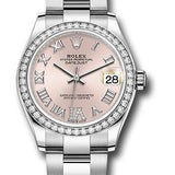 Rolex Steel and White Gold Datejust 31 Watch - Diamond Bezel - Pink Roman Diamond 6 Dial - Oyster Bracelet - 278384RBR pdr6o