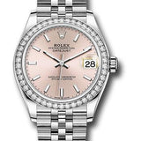 Rolex Steel and White Gold Datejust 31 Watch - Diamond Bezel - Pink Index Dial - Jubilee Bracelet - 278384RBR pij