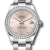 Rolex Steel and White Gold Datejust 31 Watch - Diamond Bezel - Pink Index Dial - Oyster Bracelet - 278384RBR pio