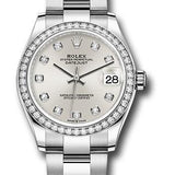 Rolex Steel and White Gold Datejust 31 Watch - Diamond Bezel - Silver Diamond Dial - Oyster Bracelet - 278384RBR sdo