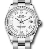 Rolex Steel and White Gold Datejust 31 Watch - Diamond Bezel - White Roman Dial - Oyster Bracelet - 278384RBR wro