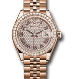 Rolex Everose Gold Lady-Datejust 28 Watch - 44 Diamond Bezel - Sundust Roman Dial - Jubilee Bracelet - 279135RBR dprj