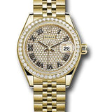 Rolex Yellow Gold Lady-Datejust 28 Watch - 44 Diamond Bezel - Diamond Paved Roman Dial - Jubilee Bracelet - 279138RBR dprj