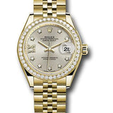 Rolex Yellow Gold Lady-Datejust 28 Watch - 44 Diamond Bezel - Silver Diamond Star Dial - Jubilee Bracelet - 279138RBR s9dix8dj