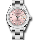 Rolex Steel Lady-Datejust 28 Watch - Domed Bezel - Pink Index Dial - Oyster Bracelet - 279160 pio