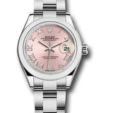 Rolex Steel Lady-Datejust 28 Watch - Domed Bezel - Pink Roman Dial - Oyster Bracelet - 279160 pro