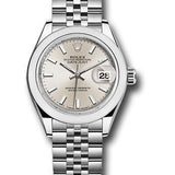 Rolex Steel Lady-Datejust 28 Watch - Domed Bezel - Silver Index Dial - Jubilee Bracelet - 279160 sij