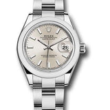 Rolex Steel Lady-Datejust 28 Watch - Domed Bezel - Silver Index Dial - Oyster Bracelet - 279160 sio