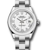 Rolex Steel Lady-Datejust 28 Watch - Domed Bezel - White Roman Dial - Oyster Bracelet - 279160 wro