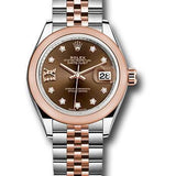 Rolex Steel and Everose Gold Rolesor Lady-Datejust 28 Watch - Domed Bezel - Chocolate Diamond Star Dial - Jubilee Bracelet - 279161 cho9dix8dj