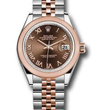 Rolex Steel and Everose Gold Rolesor Lady-Datejust 28 Watch - Domed Bezel - Chocolate Roman Dial - Jubilee Bracelet - 279161 chorj