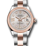 Rolex Steel and Everose Gold Rolesor Lady-Datejust 28 Watch - Domed Bezel - Sundust Diamond Star Dial - Oyster Bracelet - 279161 su9dix8do