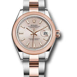 Rolex Steel and Everose Gold Rolesor Lady-Datejust 28 Watch - Domed Bezel - Sundust Index Dial - Oyster Bracelet - 279161 suio