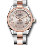 Rolex Steel and Everose Gold Rolesor Lady-Datejust 28 Watch - Domed Bezel - Sundust Roman Dial - Oyster Bracelet - 279161 suro