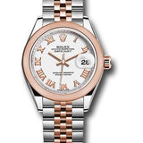 Rolex Steel and Everose Gold Rolesor Lady-Datejust 28 Watch - Domed Bezel - White Roman Dial - Jubilee Bracelet - 279161 wrj